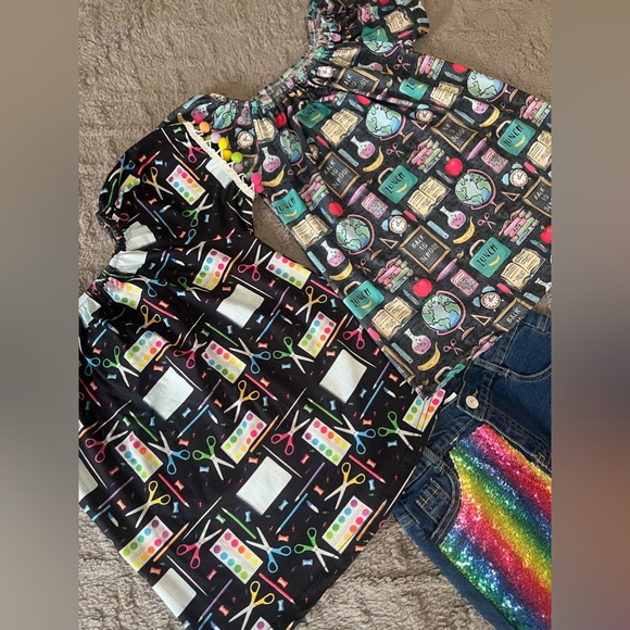 Girls 10/12 Tops and Sparkle Shorts Set, Art school sequin sparkle - Picture 3 of 3